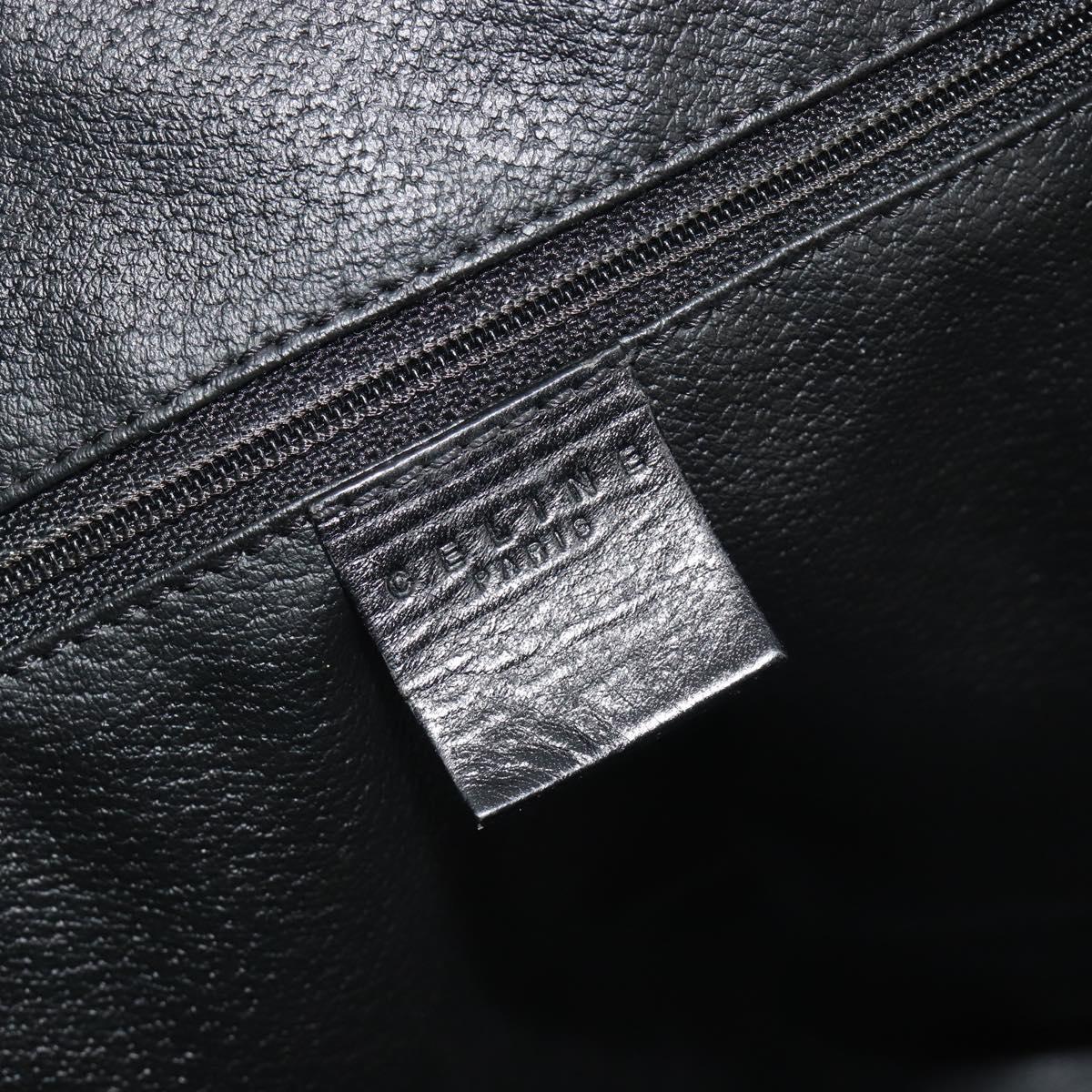 CELINE Macadam Canvas Boston Bag PVC Leather Black Gold Auth bs36619A