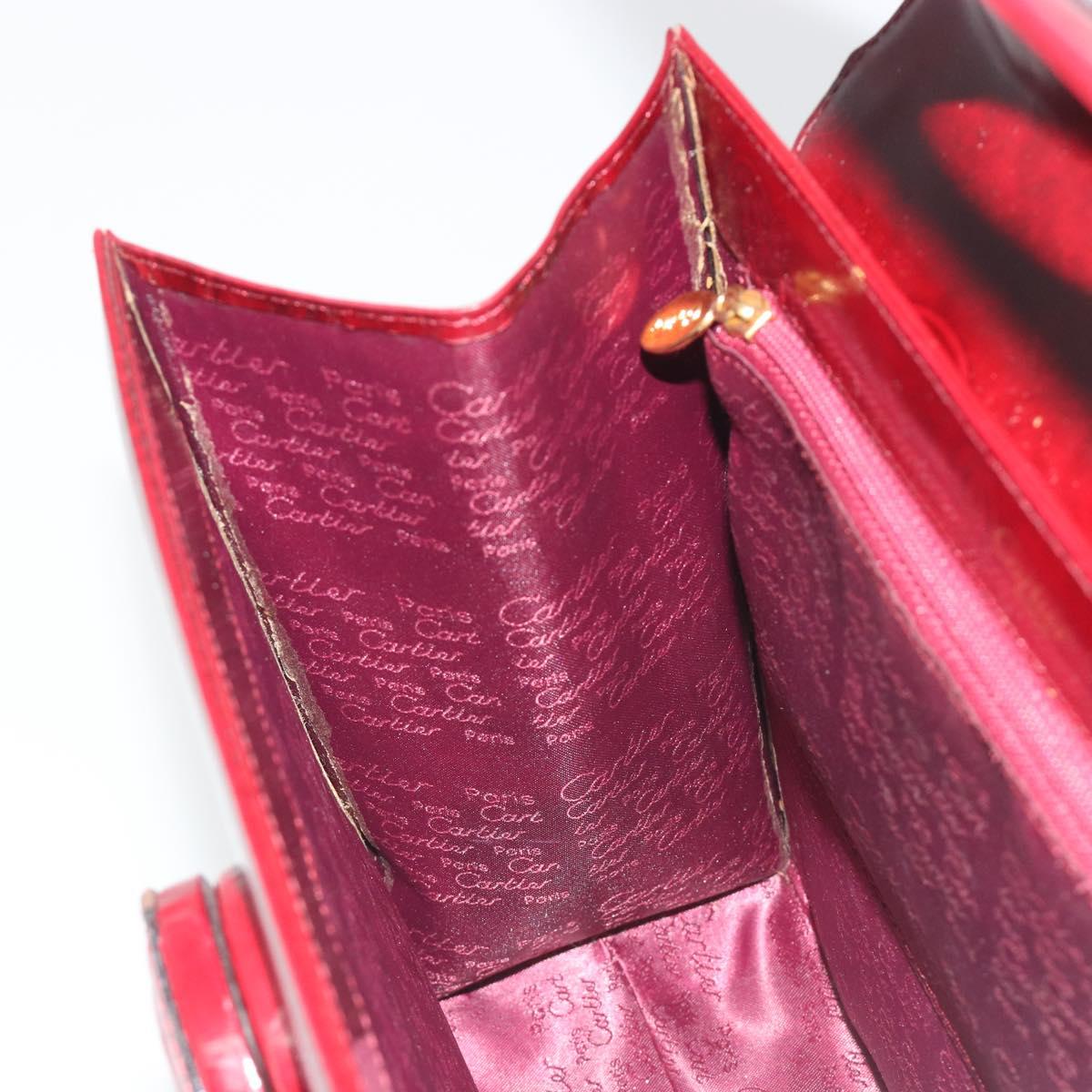 CARTIER Happy Birthday Hand Bag Patent leather Red Auth bs36621
