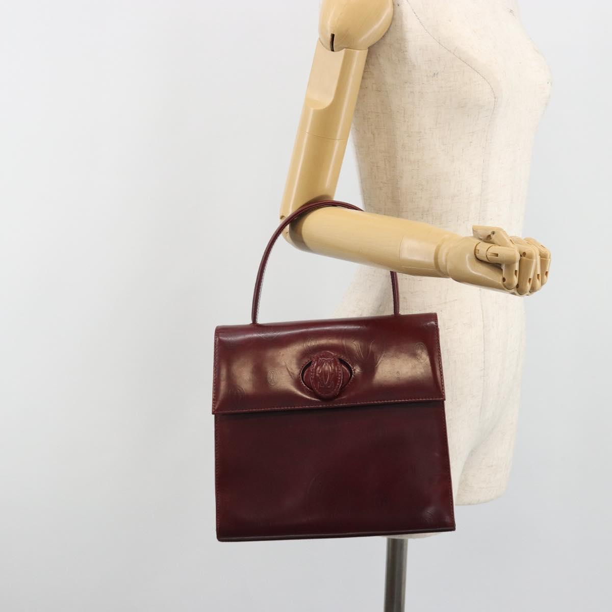CARTIER Happy Birthday Hand Bag Patent leather Red Auth bs36621