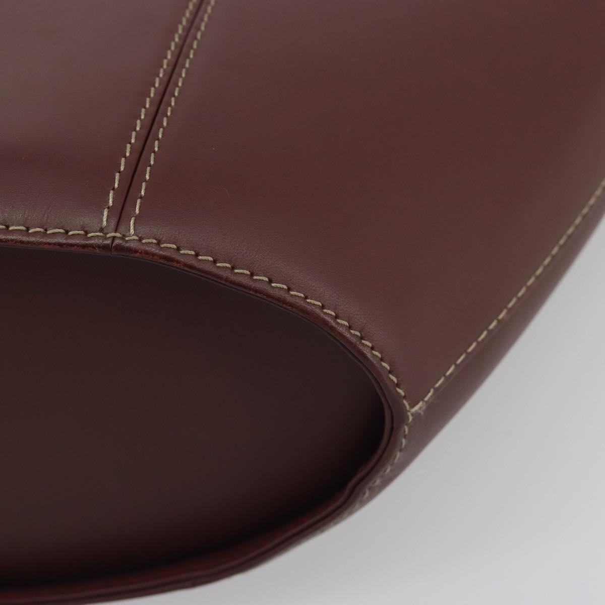 CARTIER Must Line Hand Bag Leather Bordeaux Gold Auth bs36622A