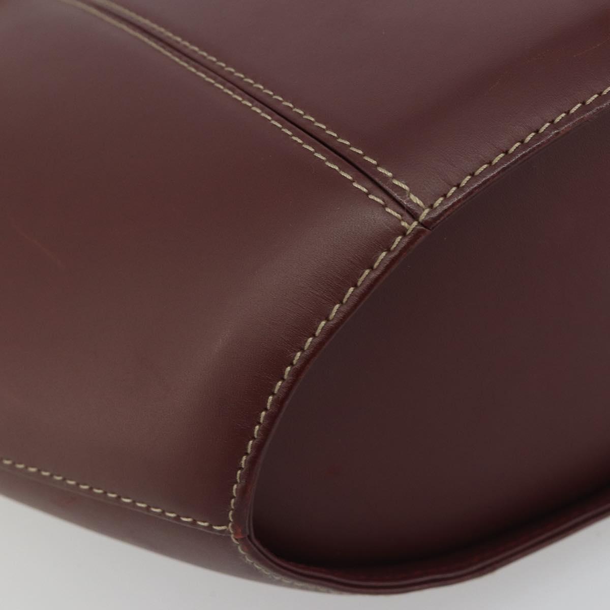 CARTIER Must Line Hand Bag Leather Bordeaux Gold Auth bs36622A