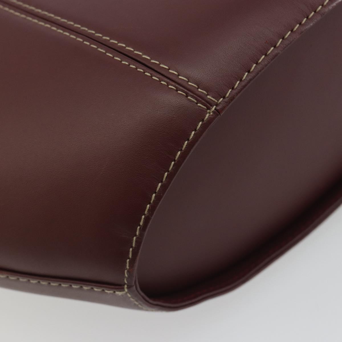 CARTIER Must Line Hand Bag Leather Bordeaux Gold Auth bs36622A