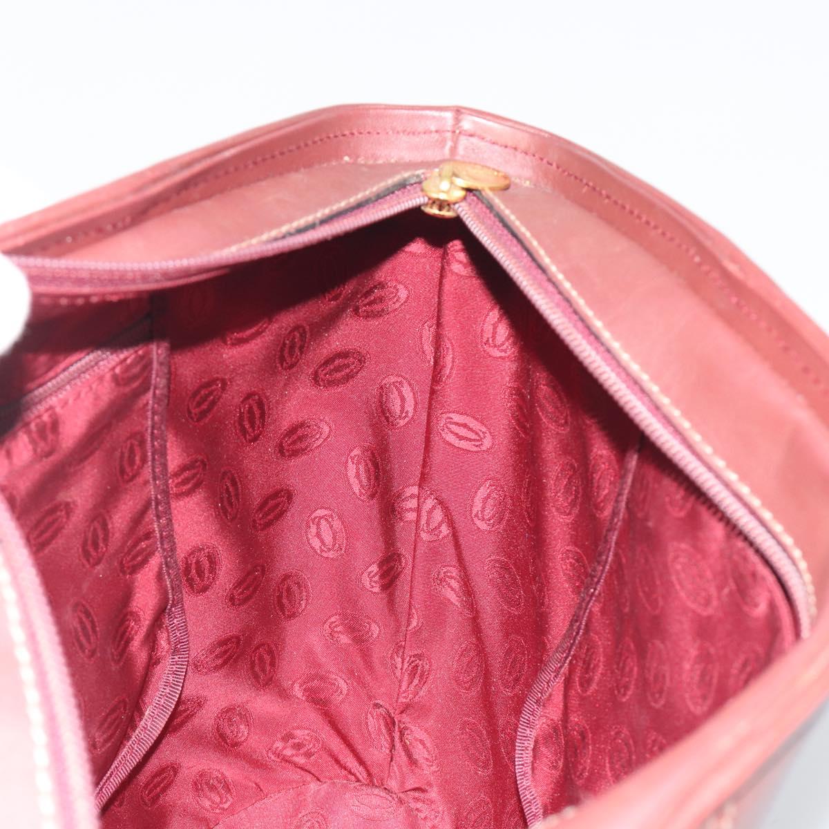 CARTIER Must Line Hand Bag Leather Bordeaux Gold Auth bs36622A