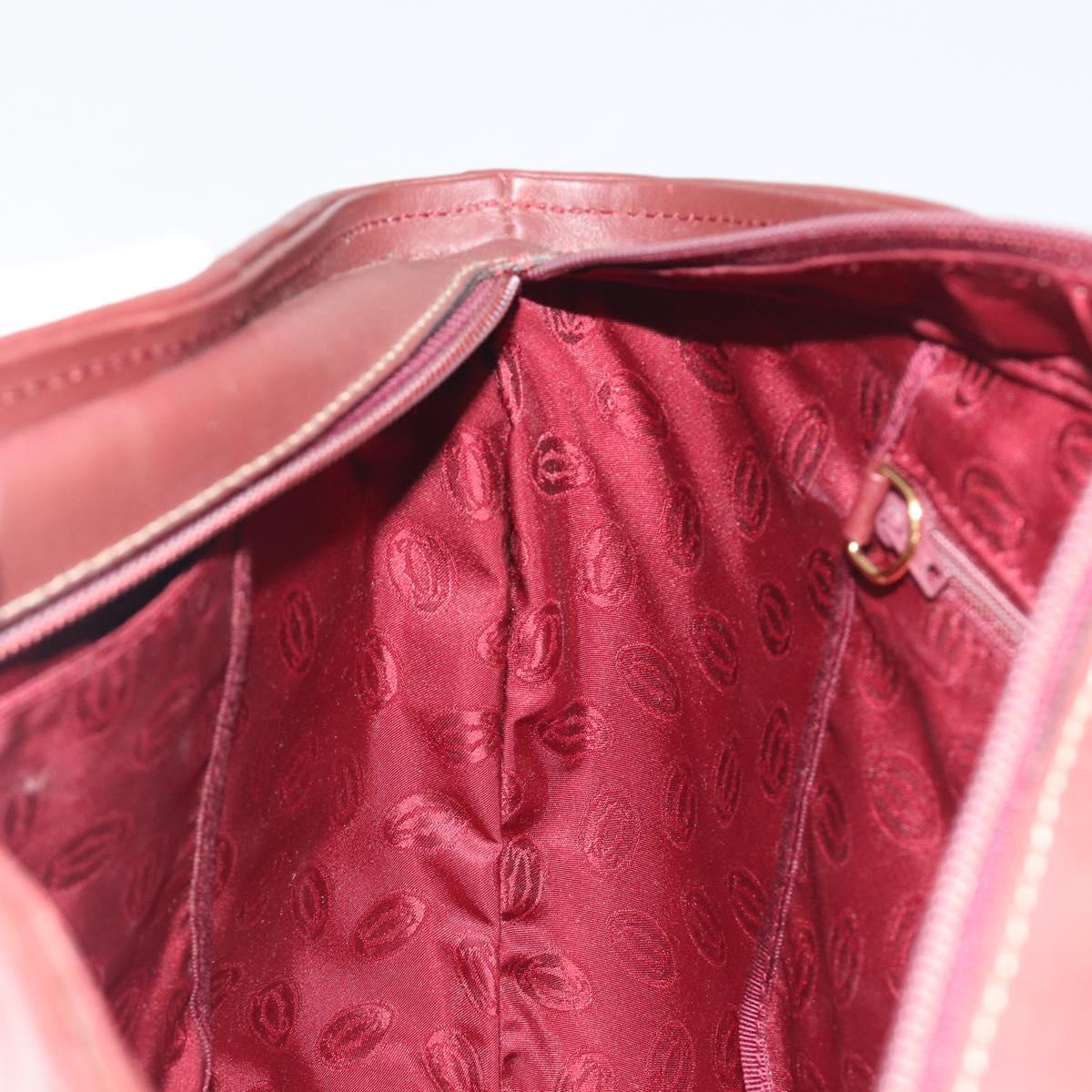 CARTIER Must Line Hand Bag Leather Bordeaux Gold Auth bs36622A