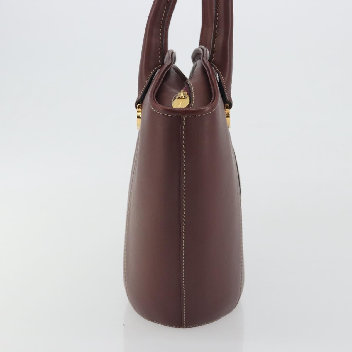 CARTIER Must Line Hand Bag Leather Bordeaux Gold Auth bs36622A