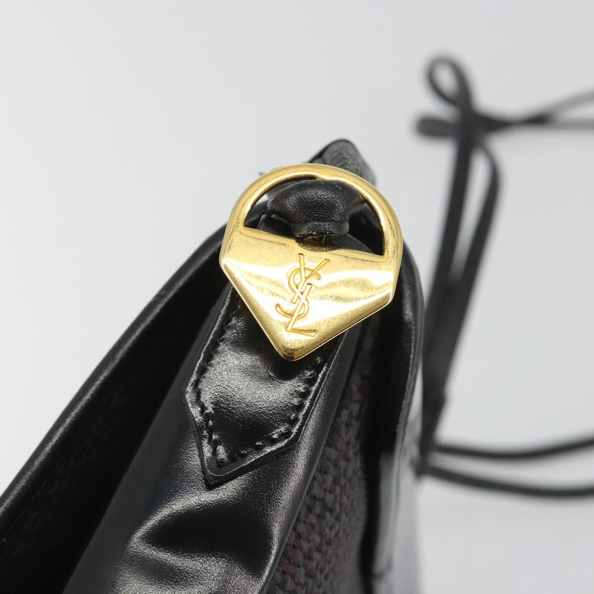 SAINT LAURENT Shoulder Bag PVC Canvas Black Gold Auth bs36624