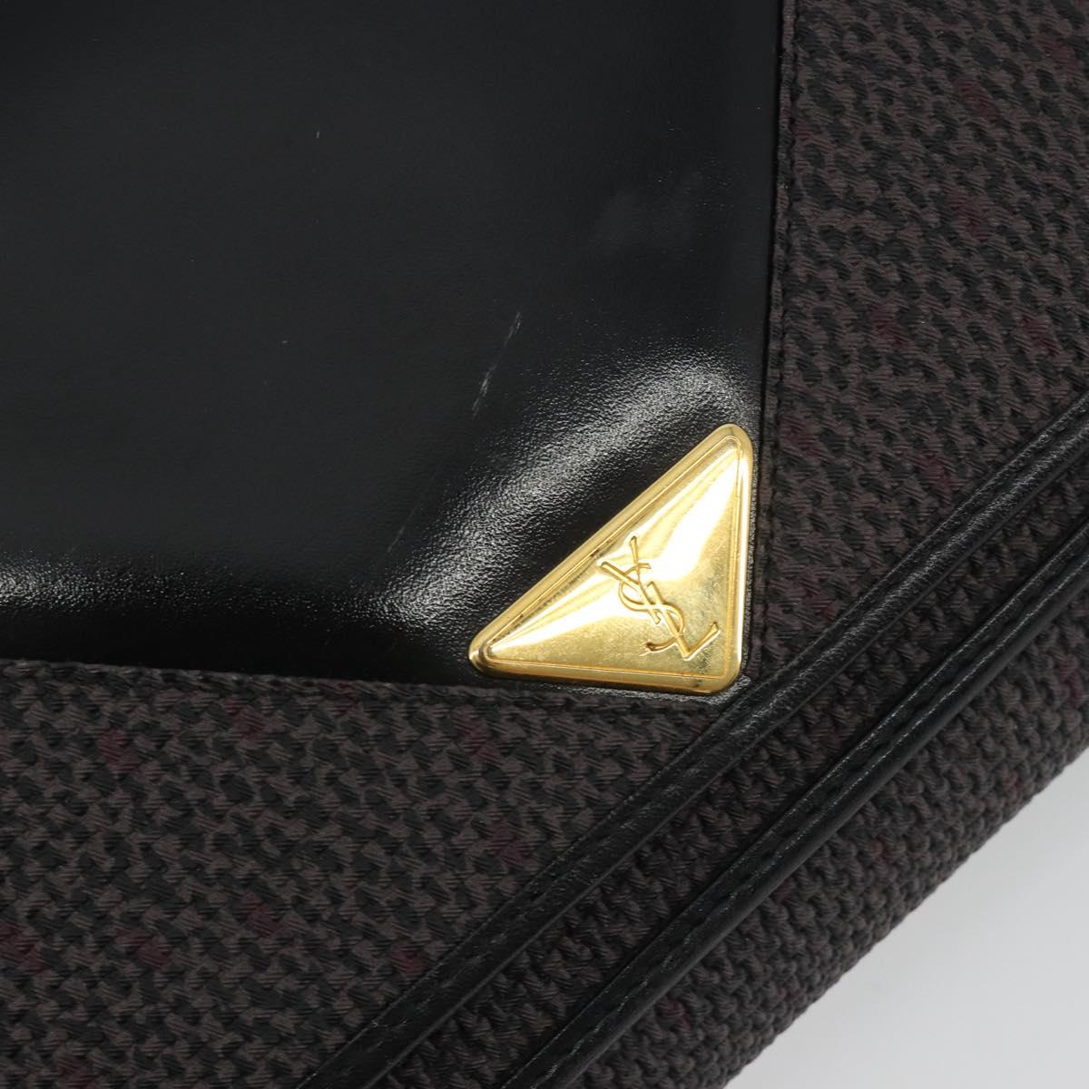 SAINT LAURENT Shoulder Bag PVC Canvas Black Gold Auth bs36624