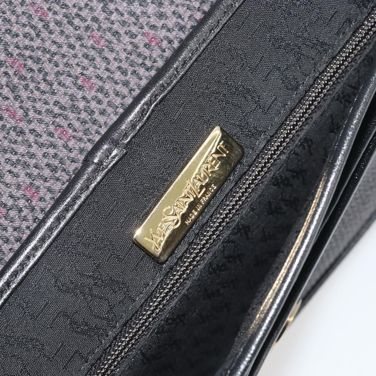 SAINT LAURENT Shoulder Bag PVC Canvas Black Gold Auth bs36624