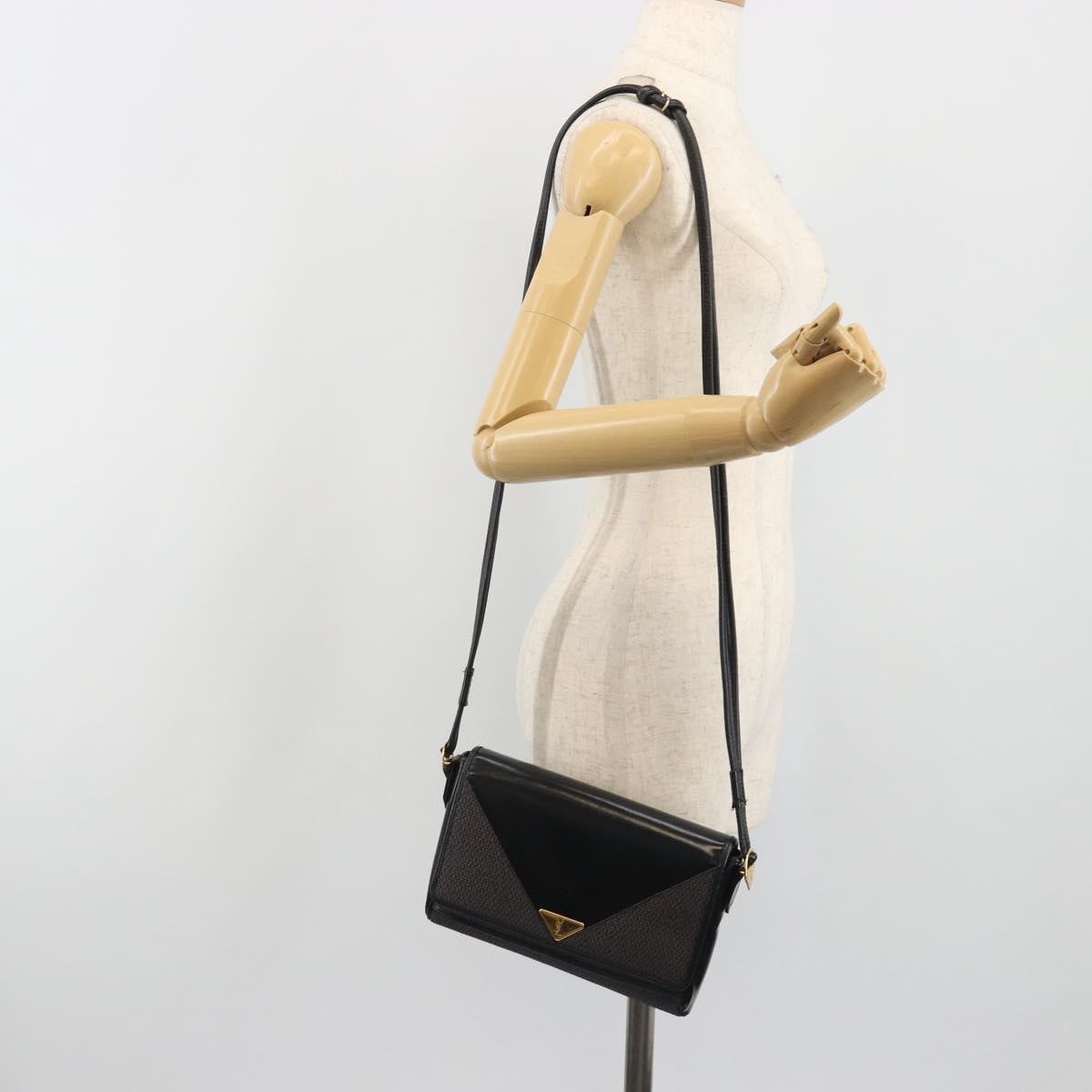 SAINT LAURENT Shoulder Bag PVC Canvas Black Gold Auth bs36624