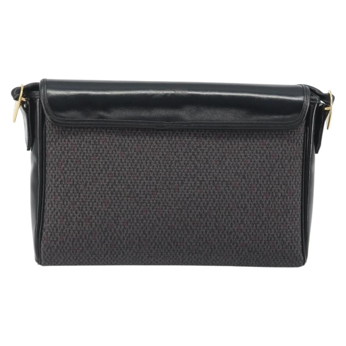 SAINT LAURENT Shoulder Bag PVC Canvas Black Gold Auth bs36624