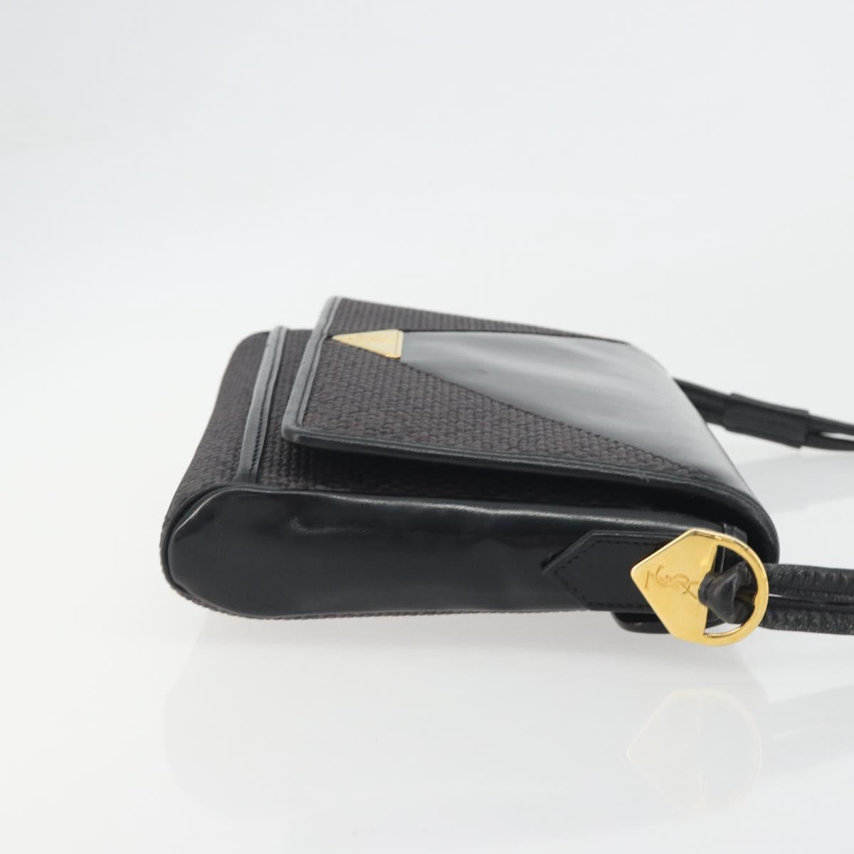 SAINT LAURENT Shoulder Bag PVC Canvas Black Gold Auth bs36624