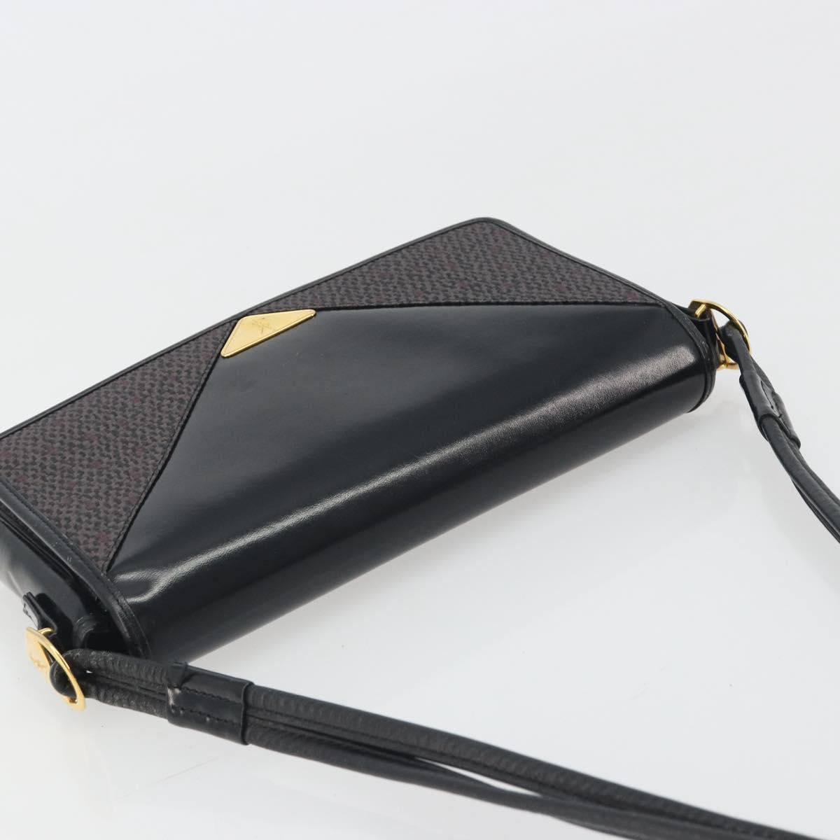 SAINT LAURENT Shoulder Bag PVC Canvas Black Gold Auth bs36624