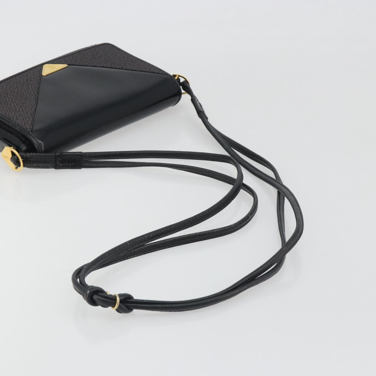 SAINT LAURENT Shoulder Bag PVC Canvas Black Gold Auth bs36624