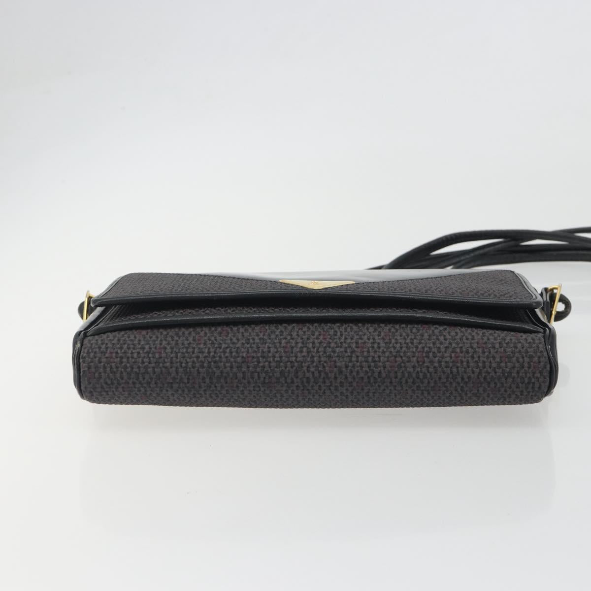 SAINT LAURENT Shoulder Bag PVC Canvas Black Gold Auth bs36624