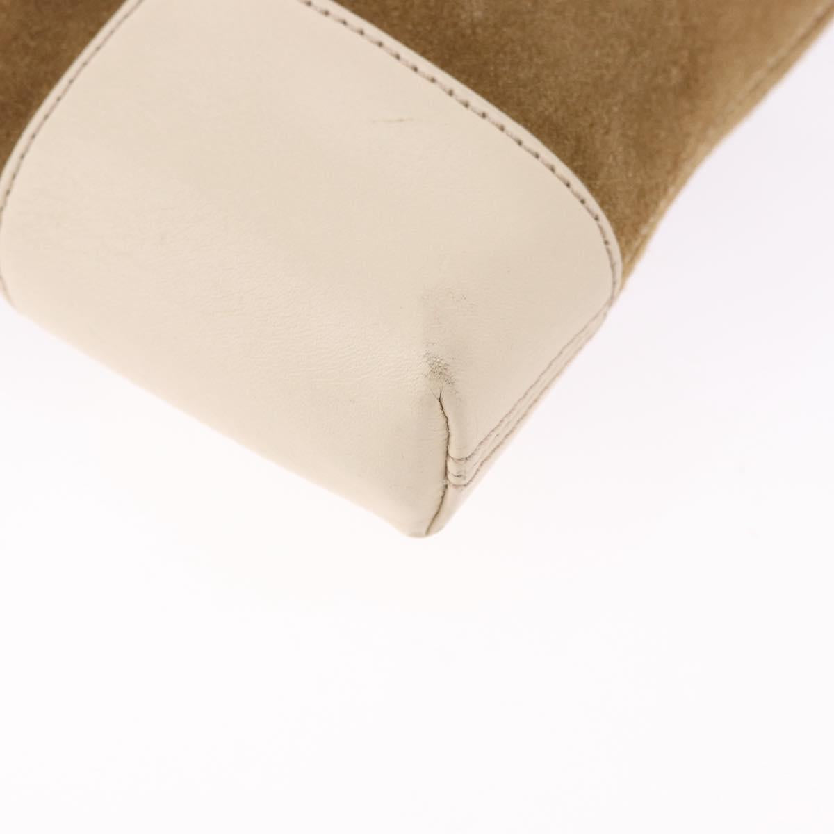 LOEWE Shoulder Bag Suede Brown Gold Auth bs36625
