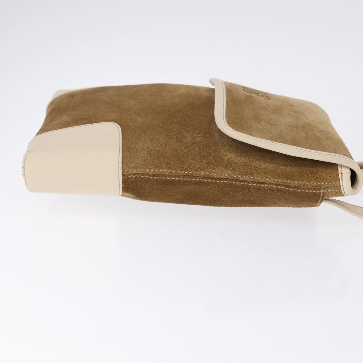 LOEWE Shoulder Bag Suede Brown Gold Auth bs36625