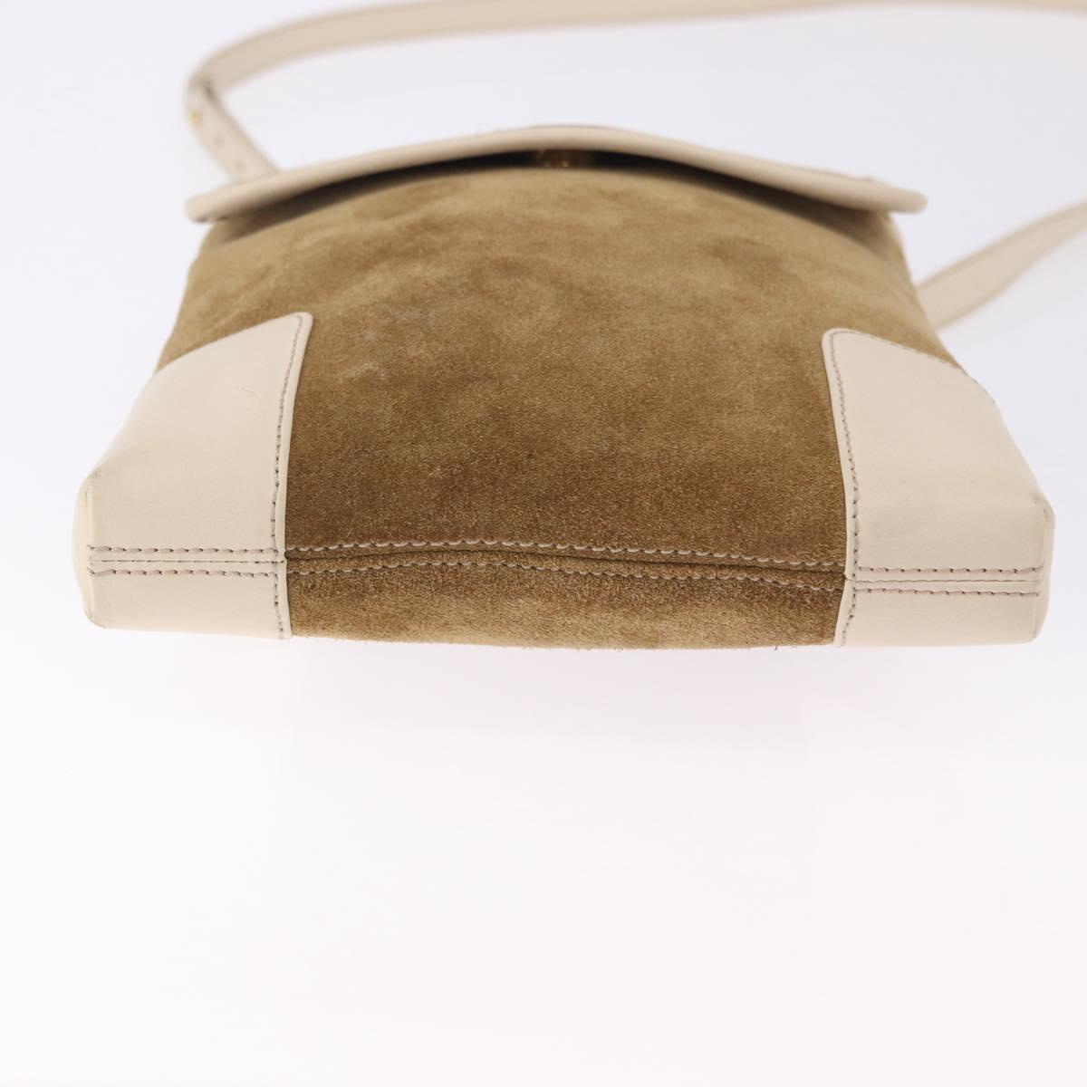 LOEWE Shoulder Bag Suede Brown Gold Auth bs36625