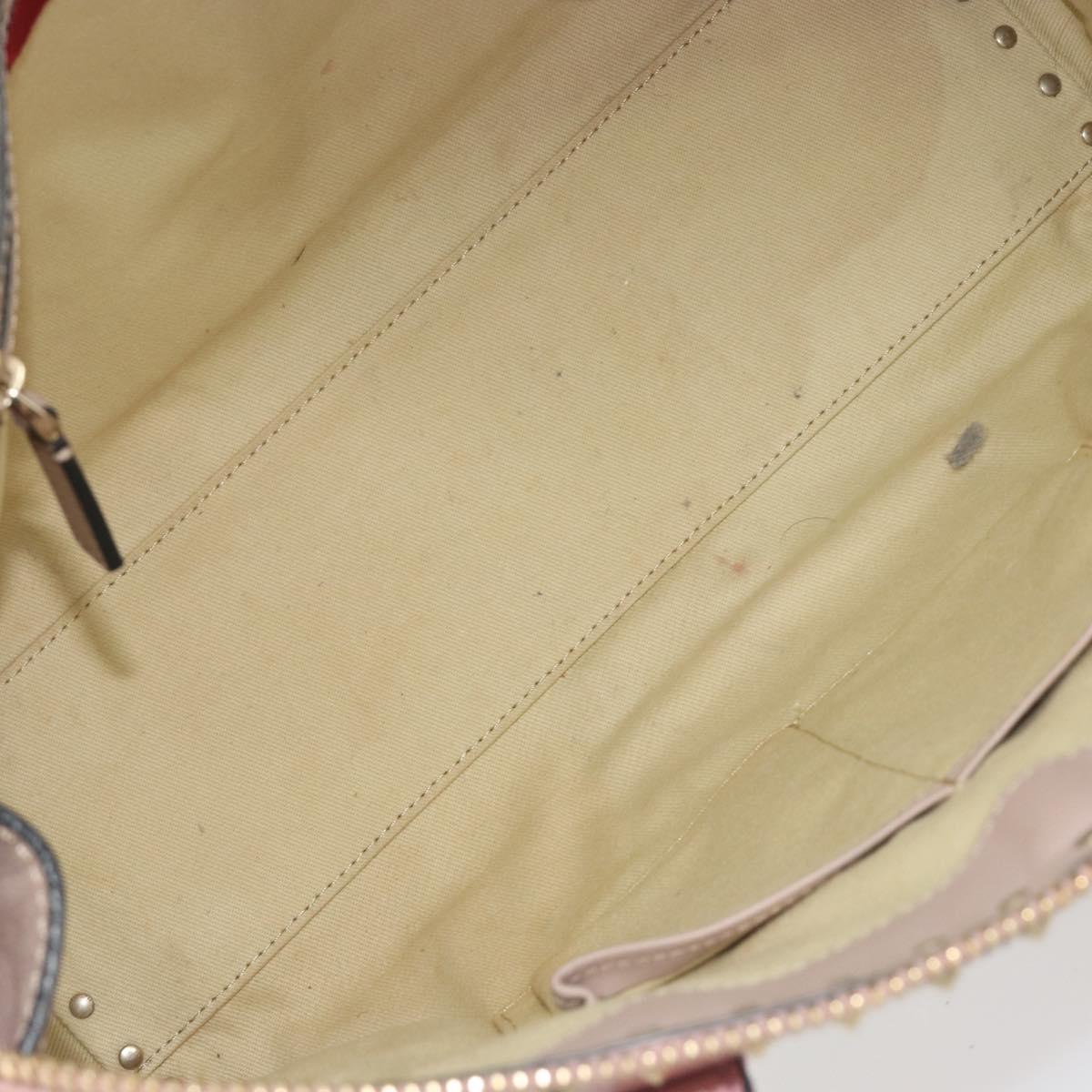 VALENTINO Rock Studs Hand Bag Leather 2way Pink Gold Auth bs36628A