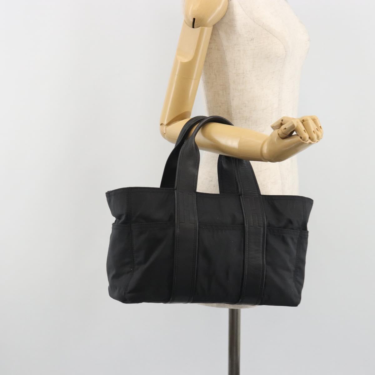HERMES Acape Luco PM Hand Bag Nylon Black Auth bs36629