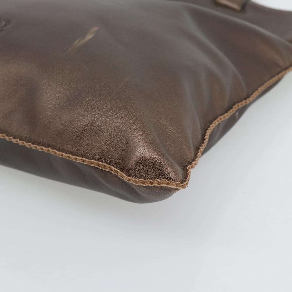 LOEWE Tote Bag Leather Bronze Auth bs36630