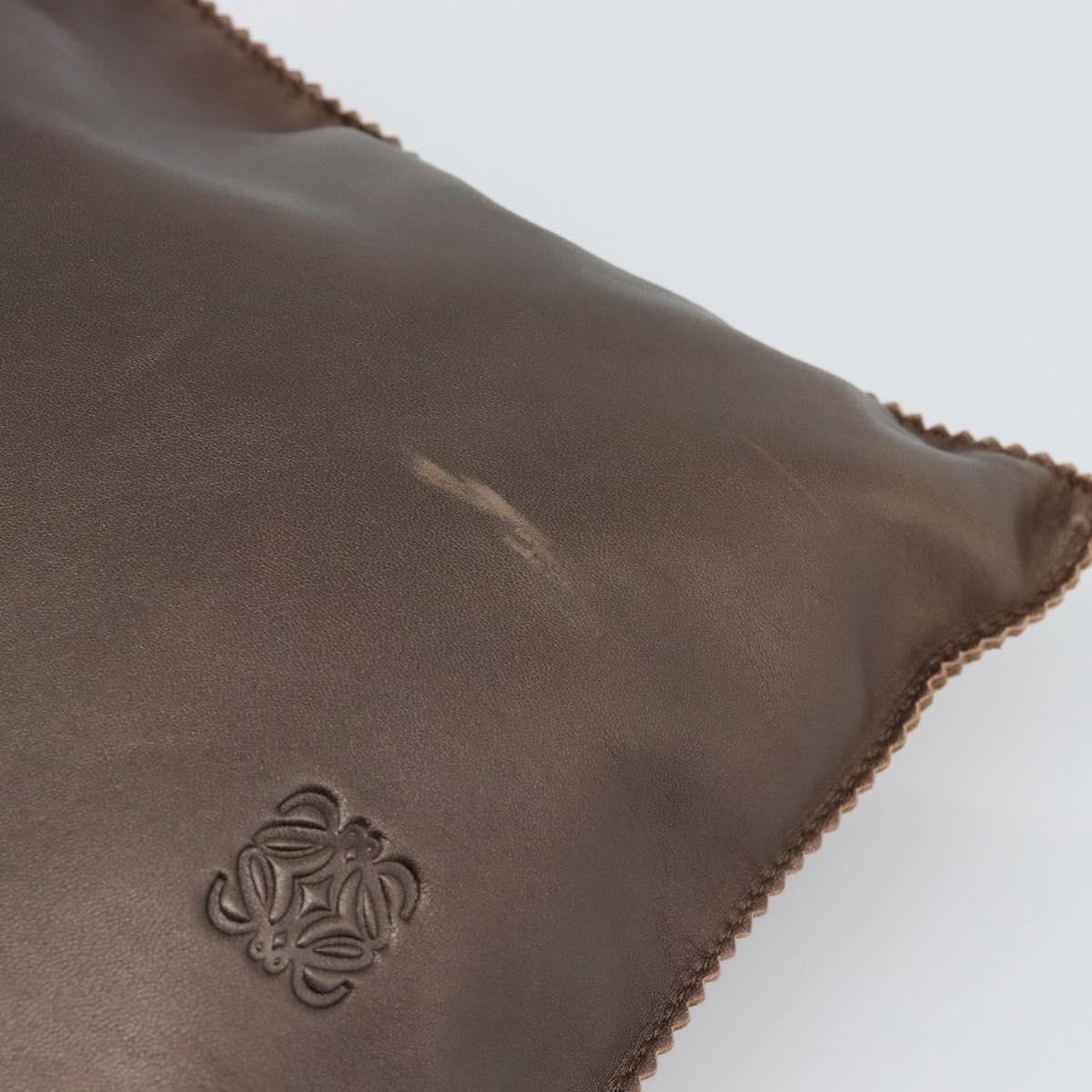 LOEWE Tote Bag Leather Bronze Auth bs36630