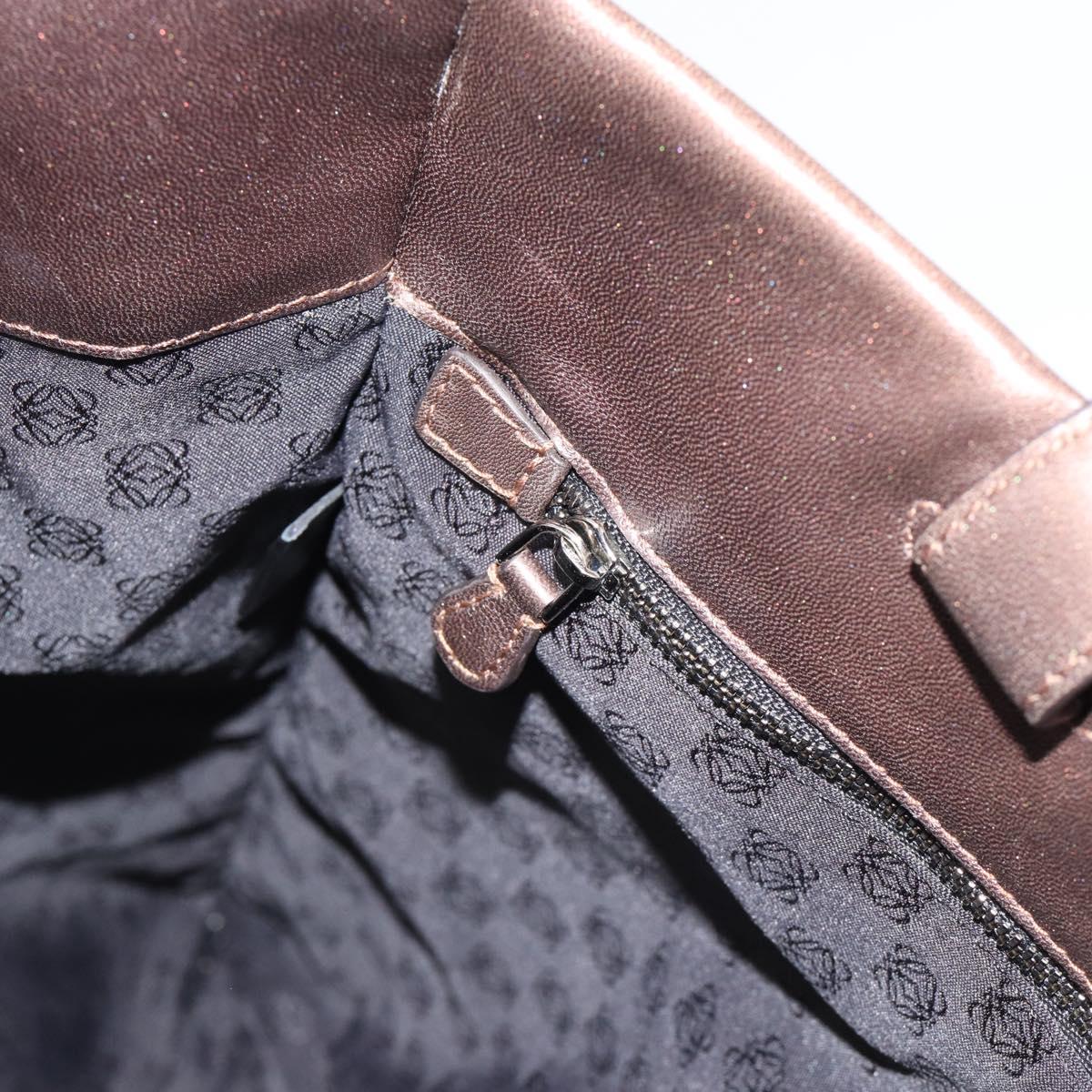 LOEWE Tote Bag Leather Bronze Auth bs36630