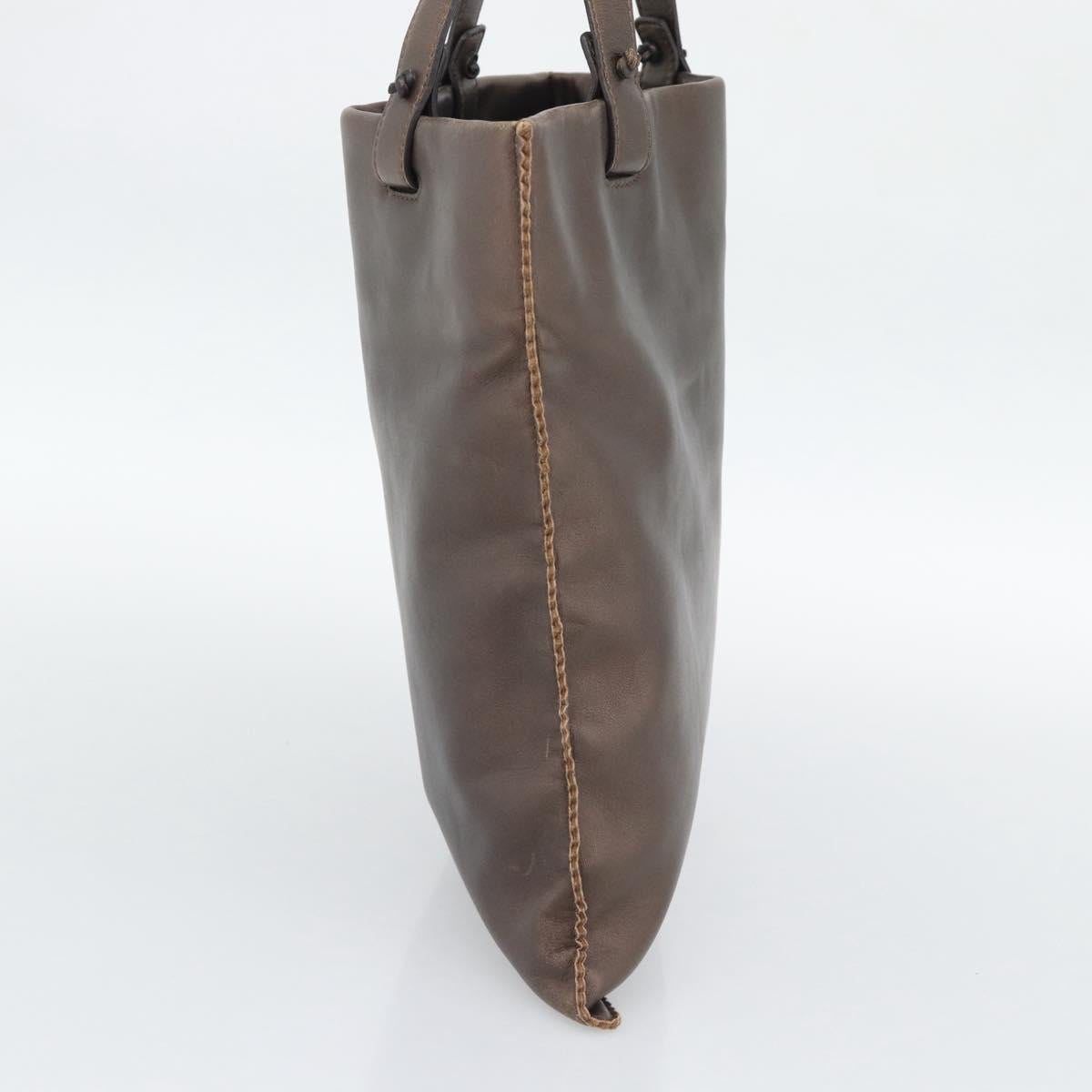 LOEWE Tote Bag Leather Bronze Auth bs36630