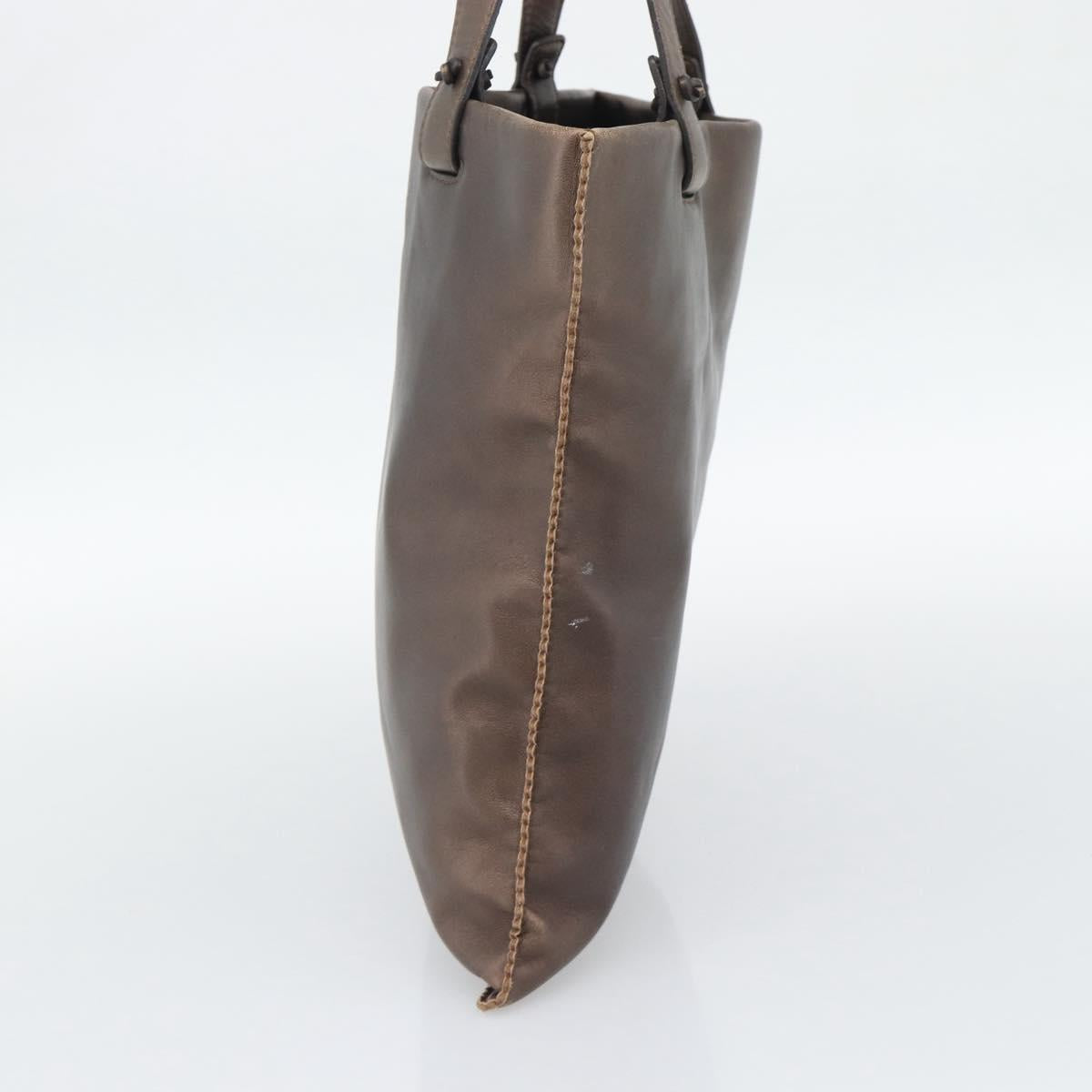 LOEWE Tote Bag Leather Bronze Auth bs36630