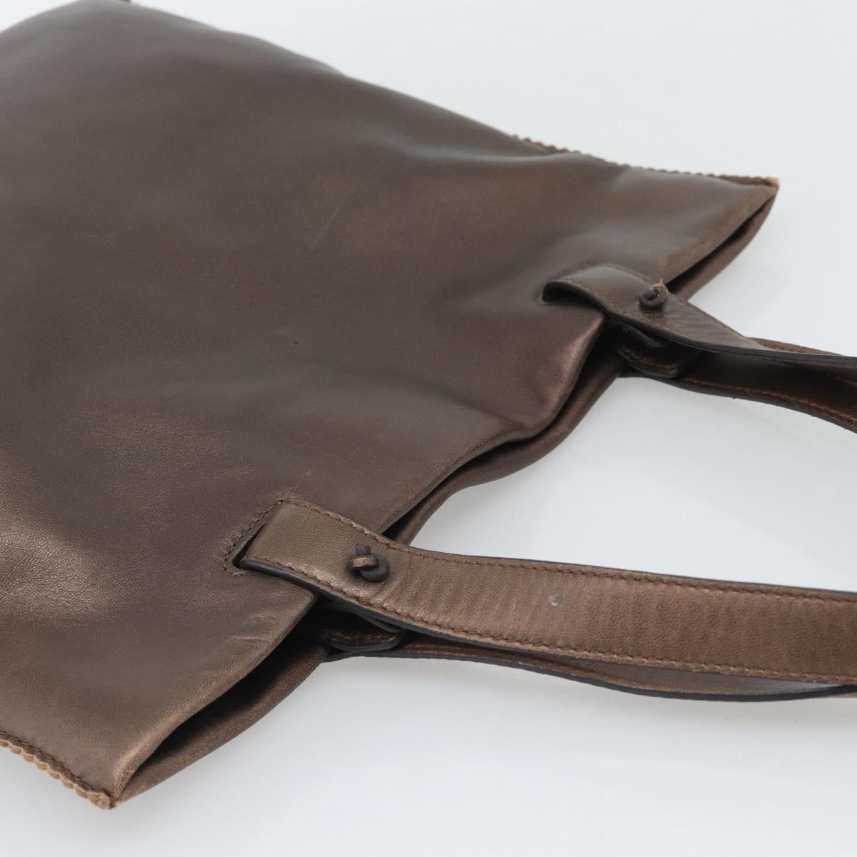 LOEWE Tote Bag Leather Bronze Auth bs36630