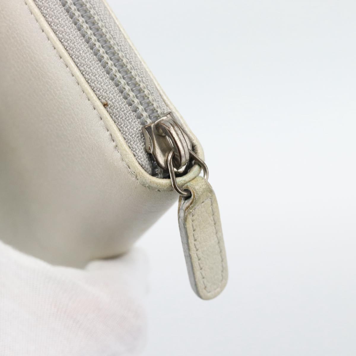 CHANEL Long Wallet Leather Ivory Silver CC Auth bs36634