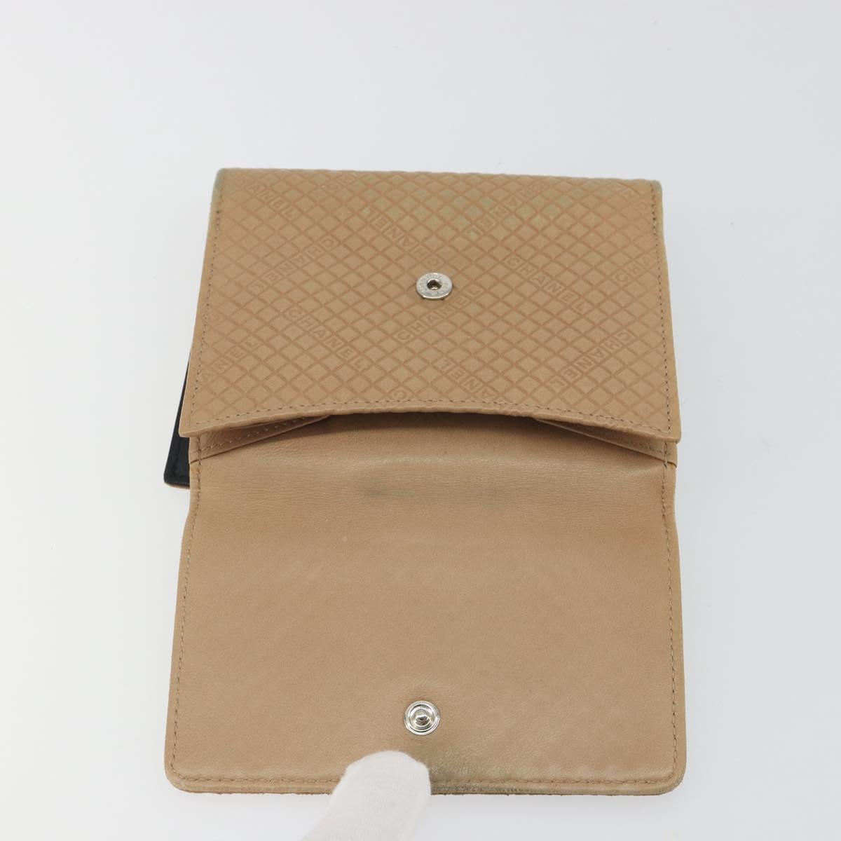 CHANEL Choco Bar line Wallet Leather Beige CC Auth bs36636