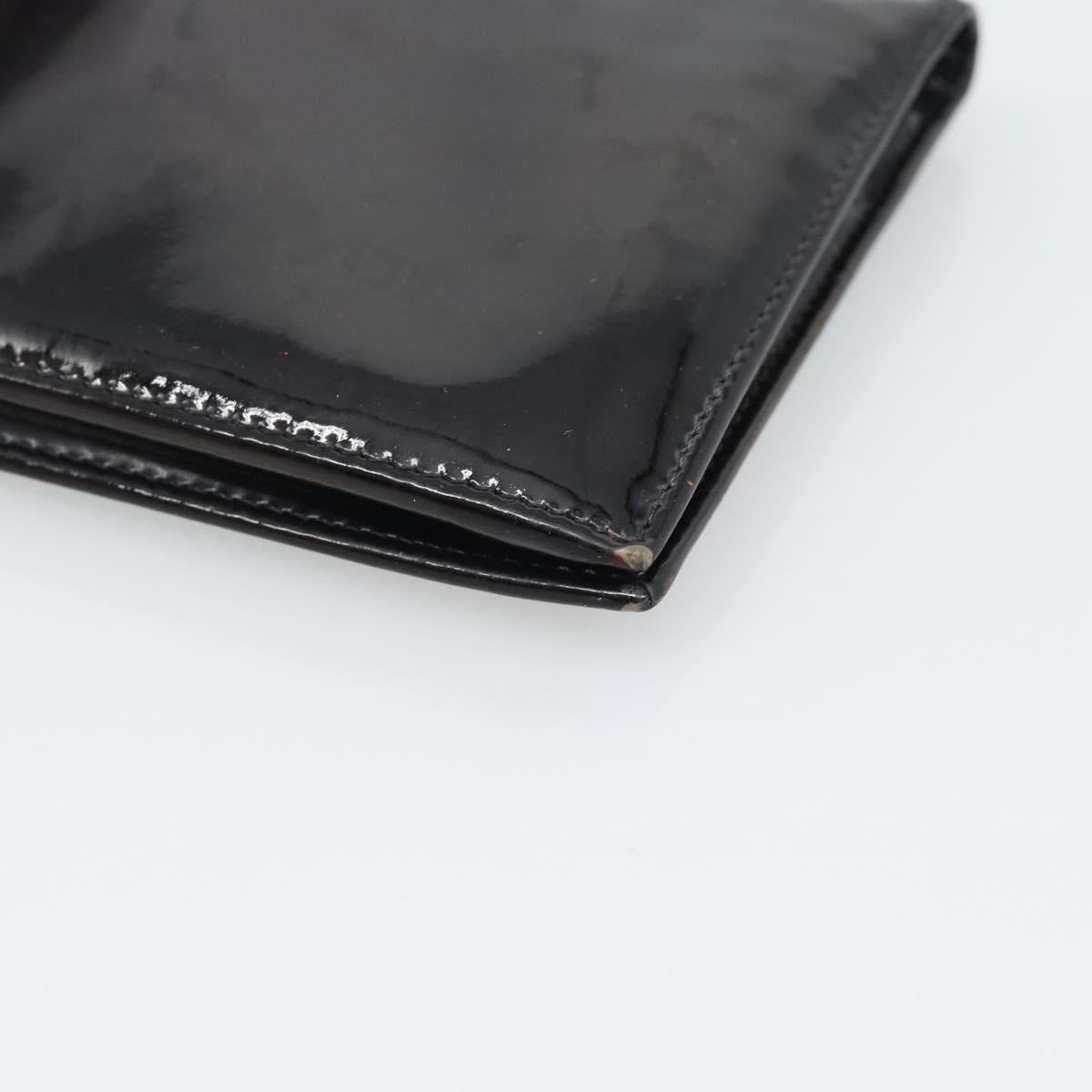 CHANEL Long Wallet Patent leather Black Gold CC Auth bs36639