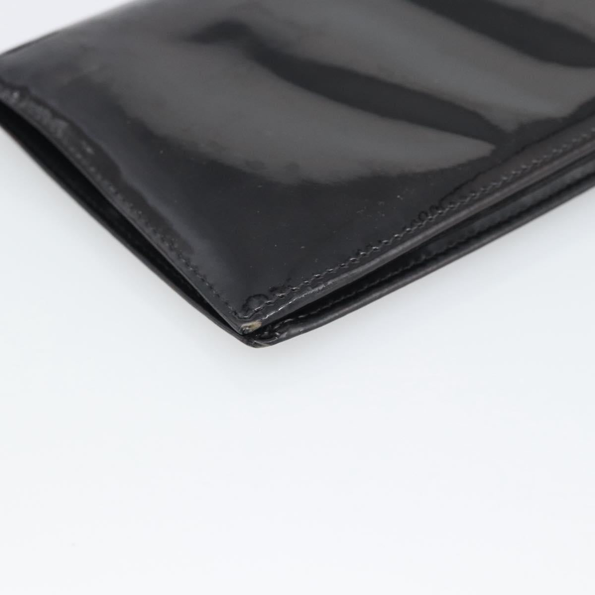 CHANEL Long Wallet Patent leather Black Gold CC Auth bs36639