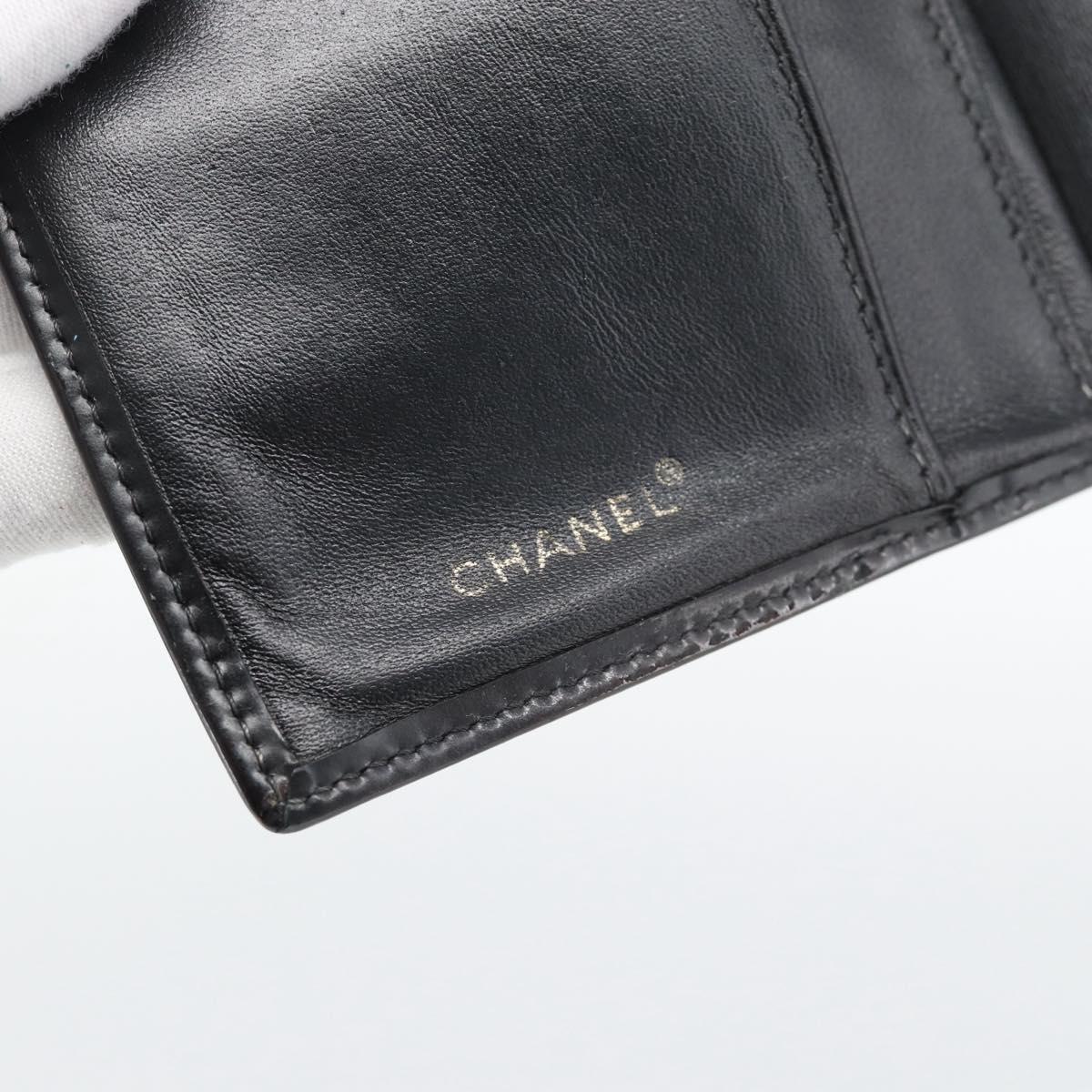 CHANEL Long Wallet Patent leather Black Gold CC Auth bs36639