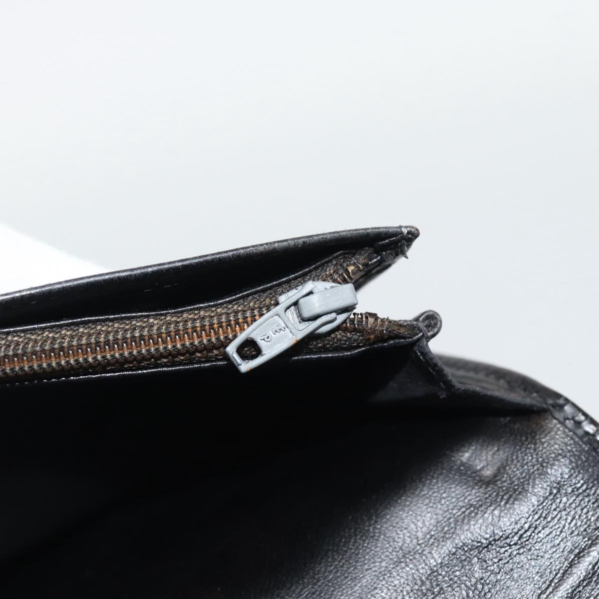 CHANEL Long Wallet Patent leather Black Gold CC Auth bs36639