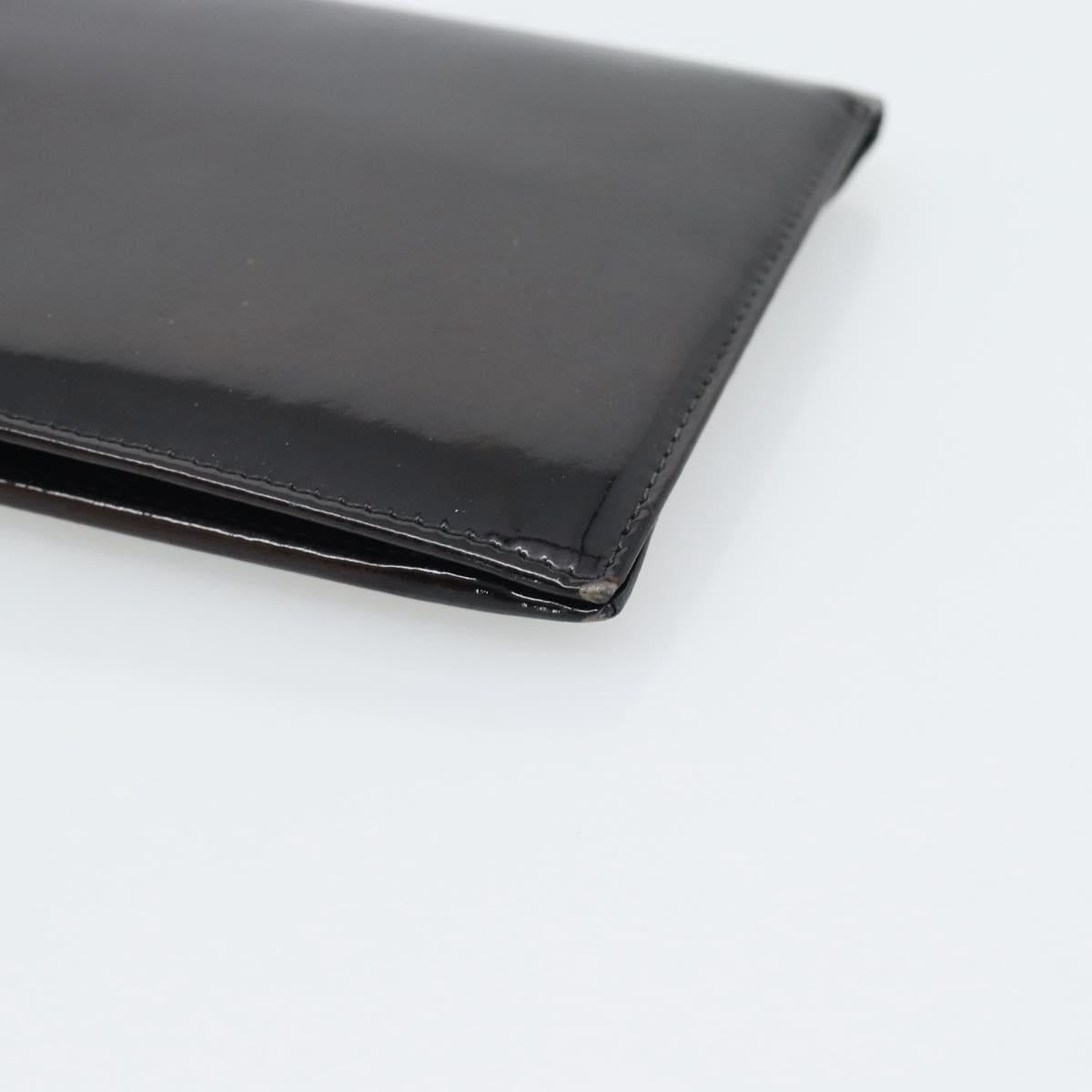 CHANEL Long Wallet Patent leather Black Gold CC Auth bs36639