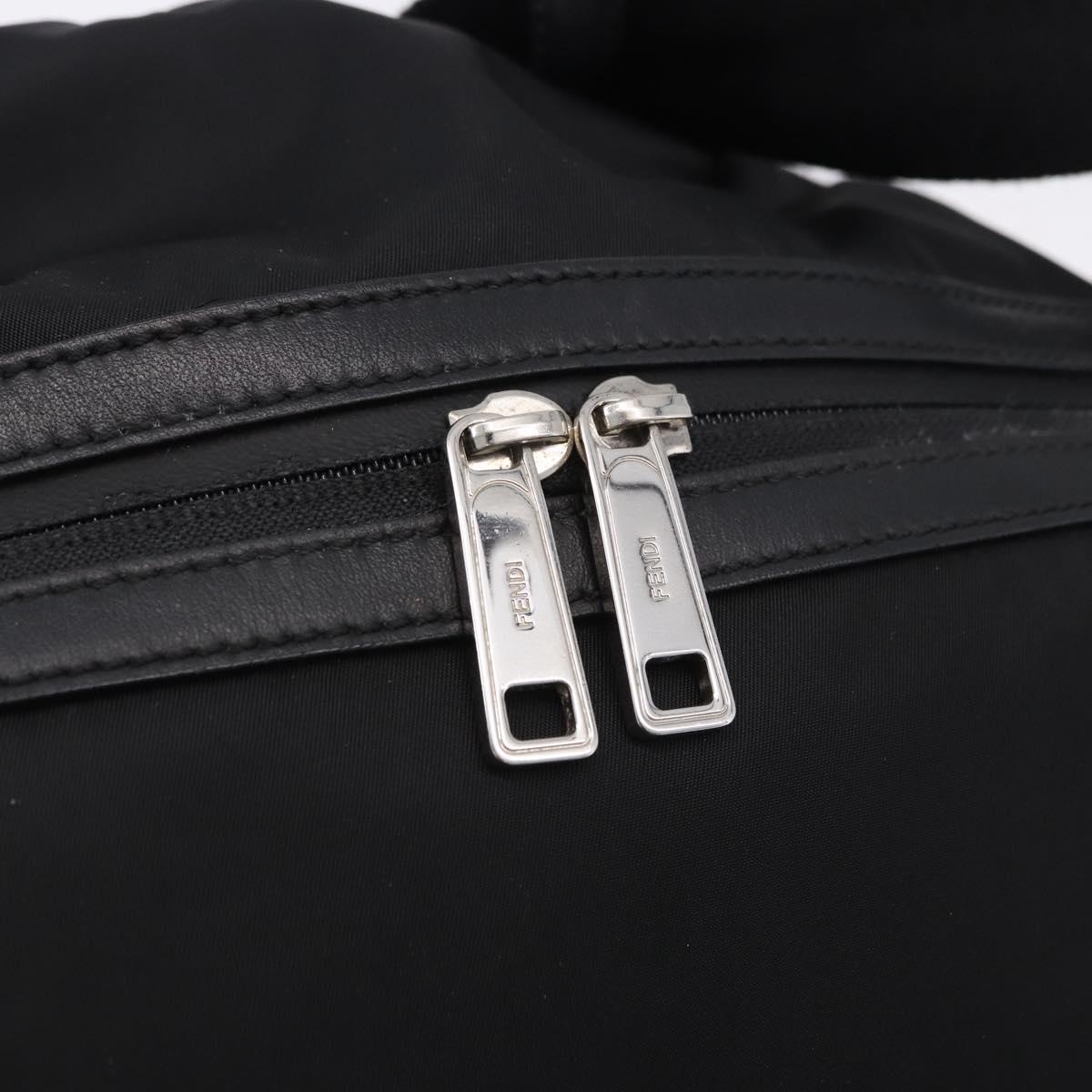 FENDI Backpack Nylon Black Silver Auth bs36641V