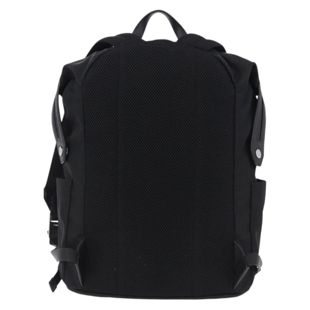 FENDI Backpack Nylon Black Silver Auth bs36641V