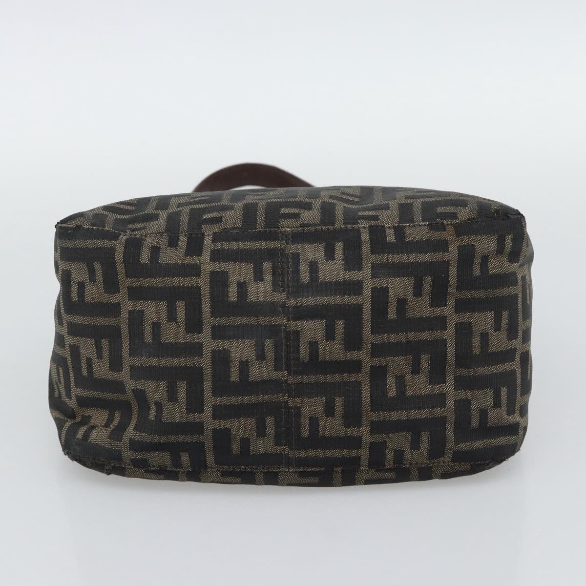 FENDI Zucca Canvas Mamma Baguette Tote Bag Brown Black Auth bs36644
