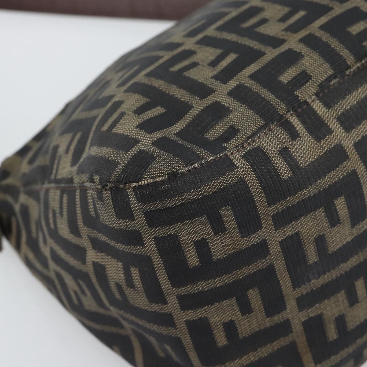 FENDI Zucca Canvas Mamma Baguette Tote Bag Brown Black Auth bs36644