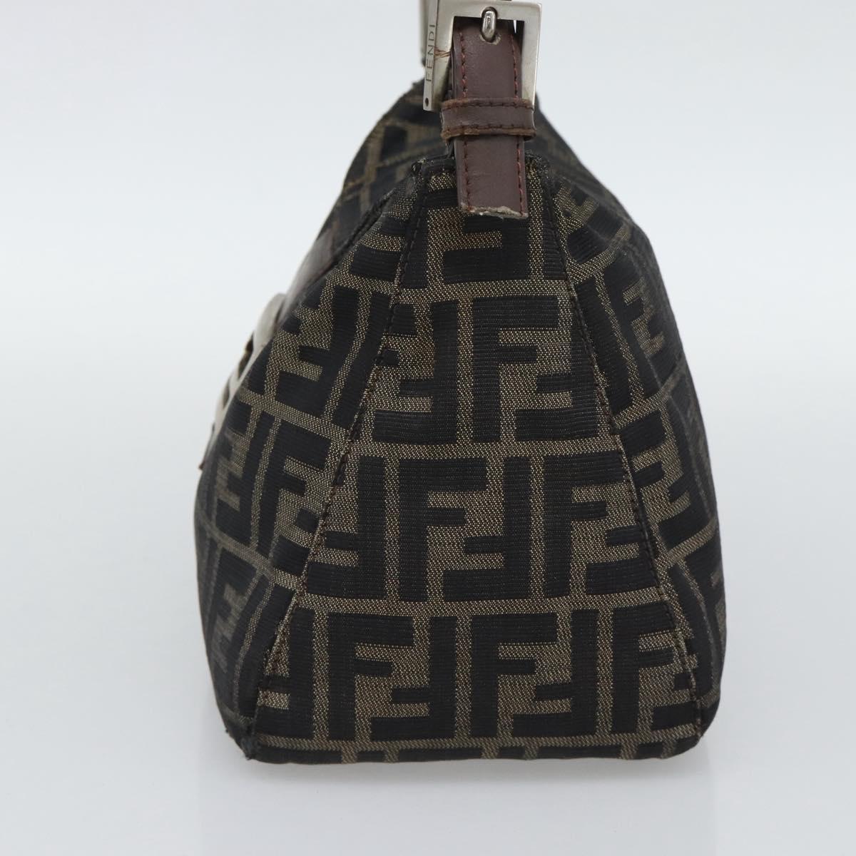 FENDI Zucca Canvas Mamma Baguette Tote Bag Brown Black Auth bs36644