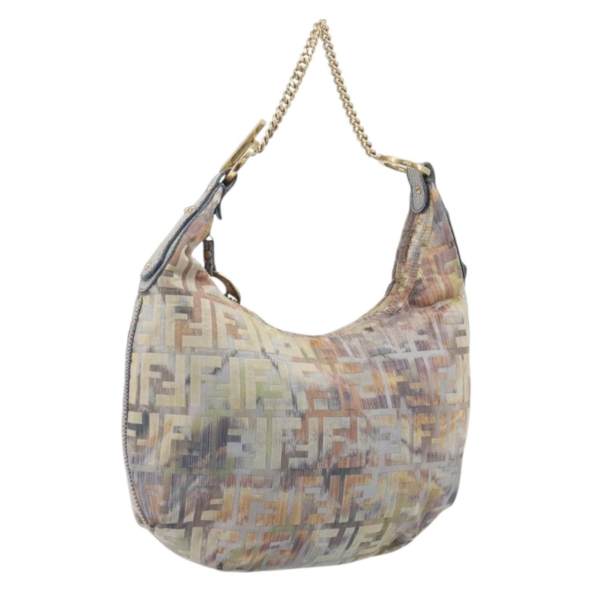 FENDI Zucca Canvas Chain Hand Bag Multicolor Gold Auth bs36645