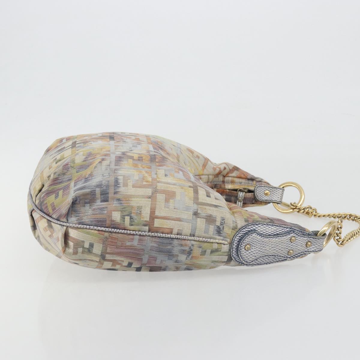 FENDI Zucca Canvas Chain Hand Bag Multicolor Gold Auth bs36645