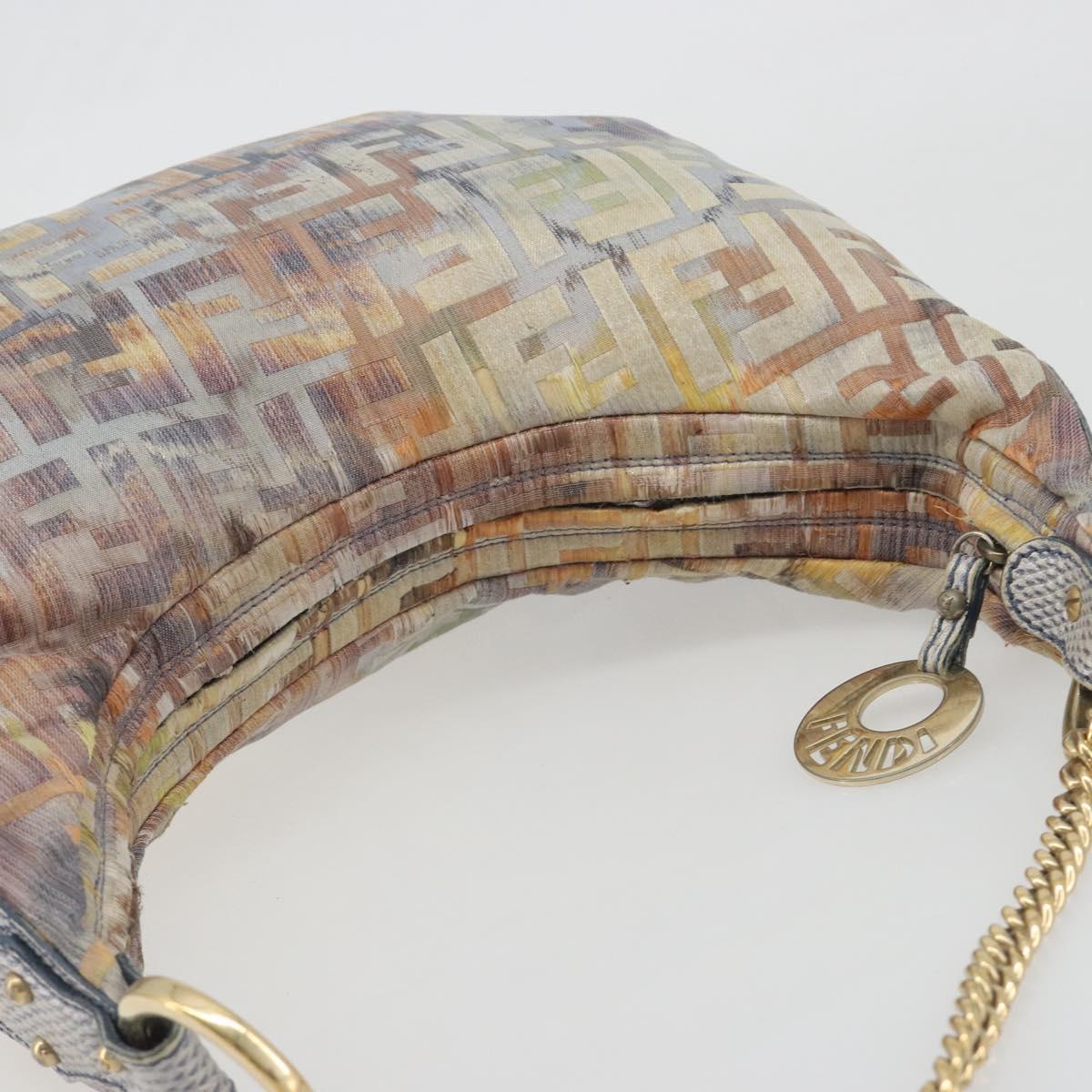 FENDI Zucca Canvas Chain Hand Bag Multicolor Gold Auth bs36645