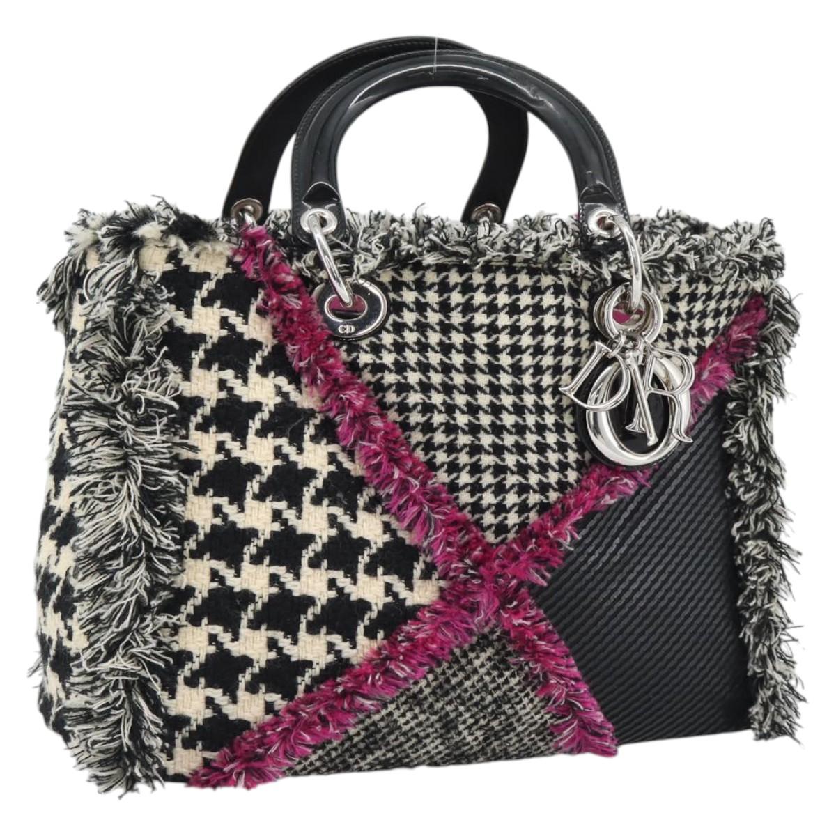 Christian Dior Diorissimo Hand Bag Canvas Black White Auth bs36646V