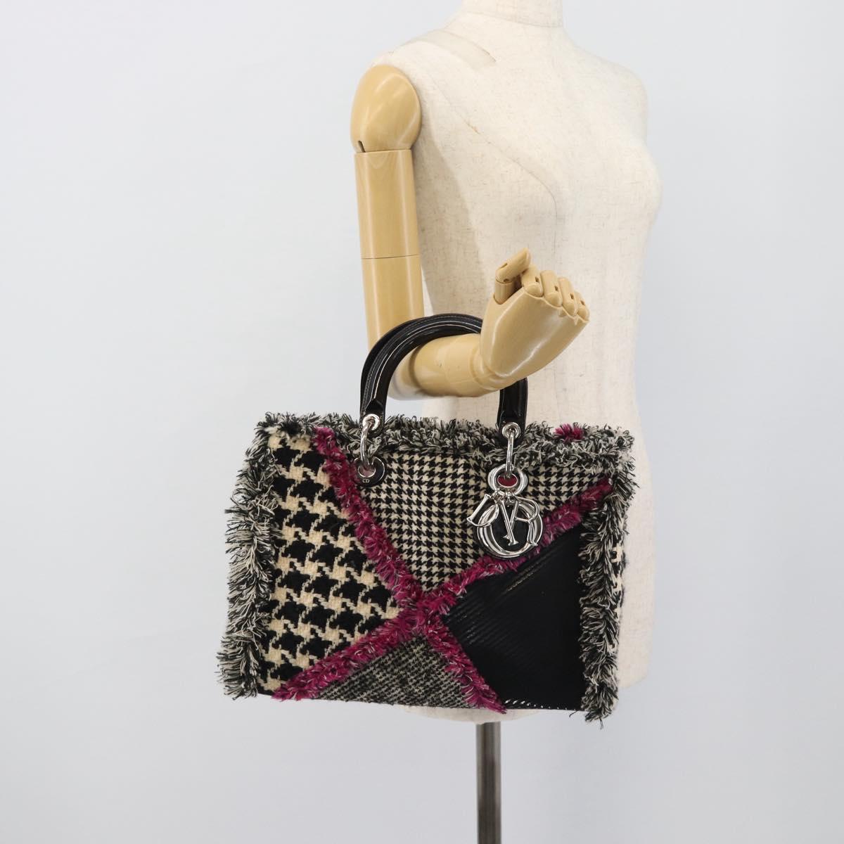 Christian Dior Diorissimo Hand Bag Canvas Black White Auth bs36646V