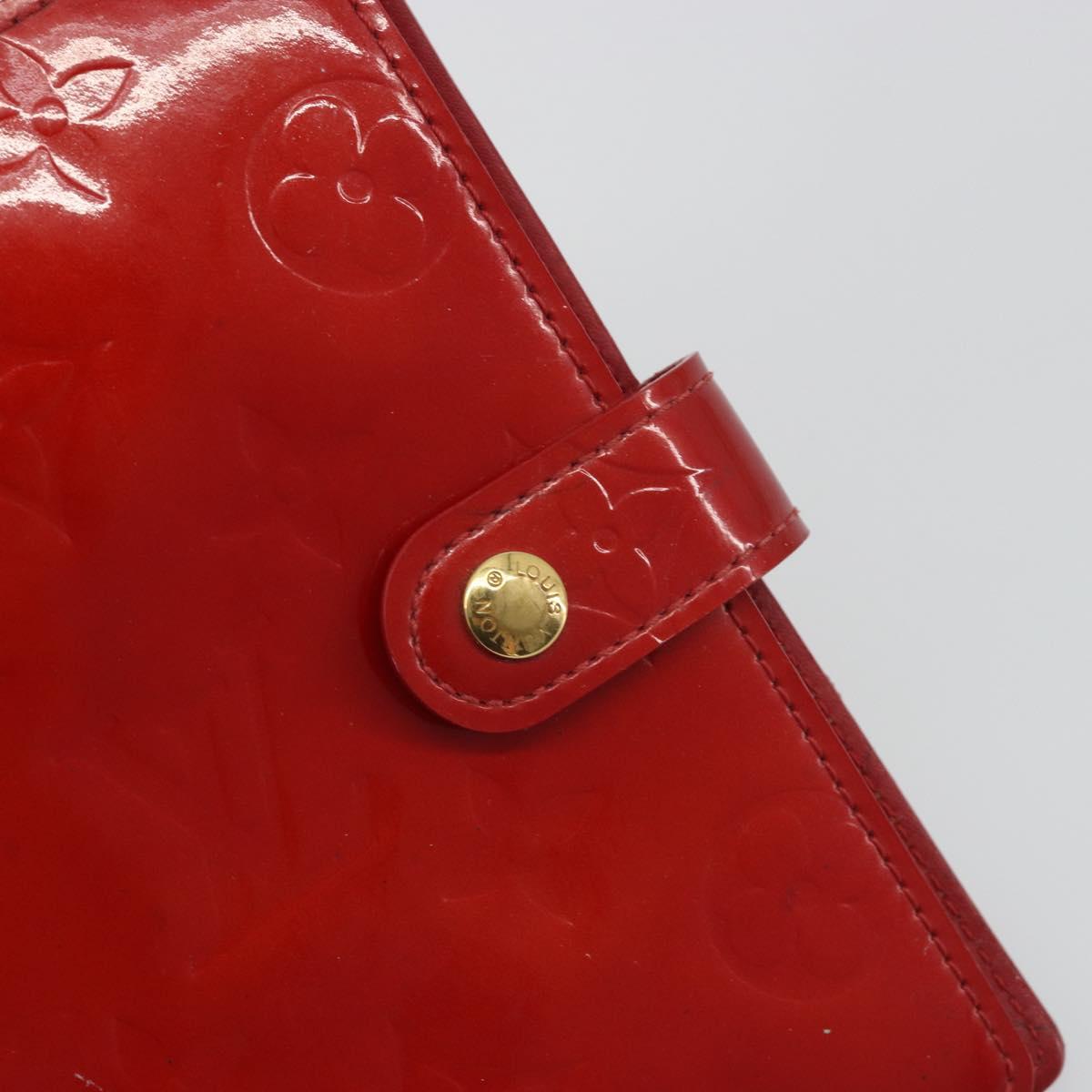 LOUIS VUITTON Monogram Vernis Agenda PM Planner Cover Red R21016 LV Auth bs36647