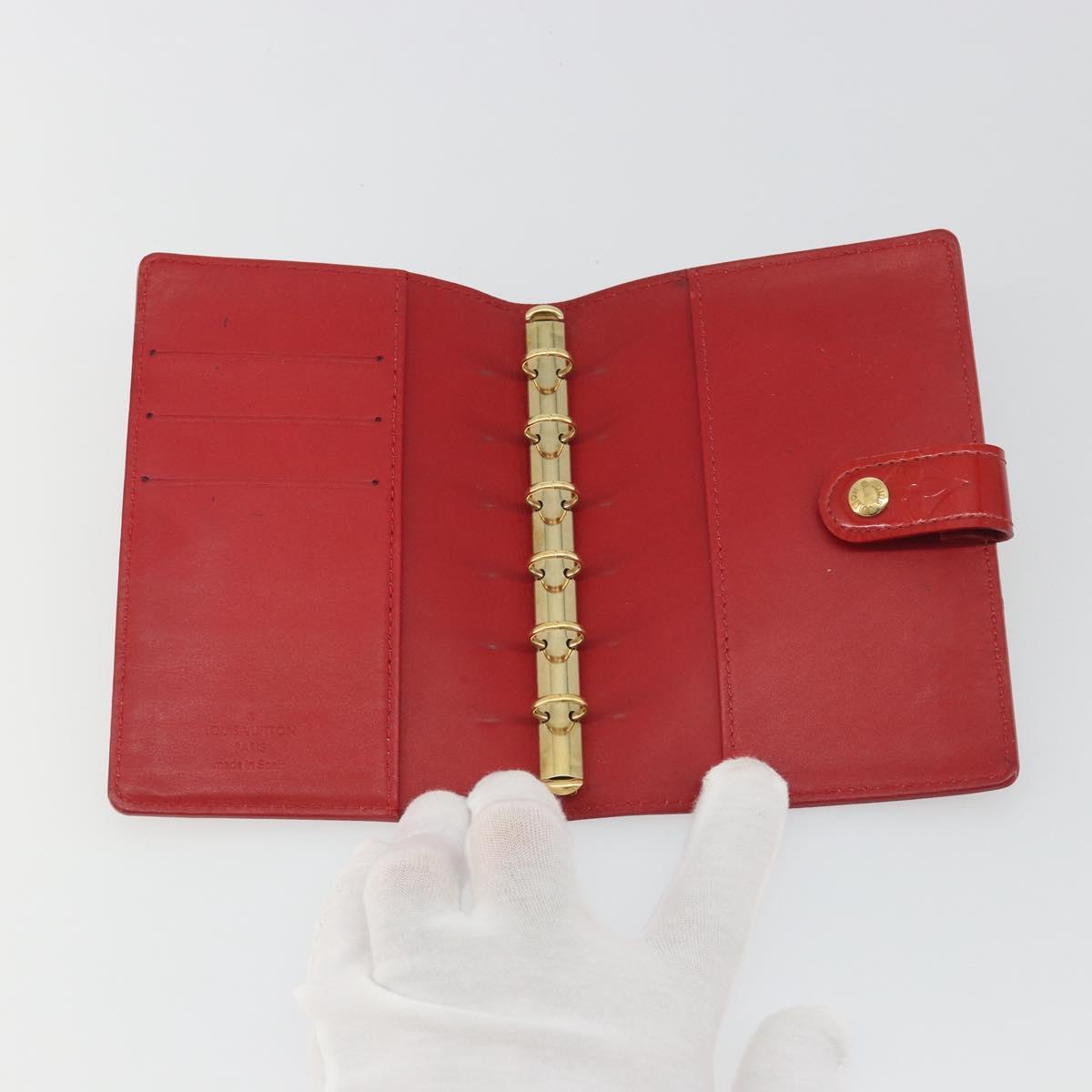 LOUIS VUITTON Monogram Vernis Agenda PM Planner Cover Red R21016 LV Auth bs36647