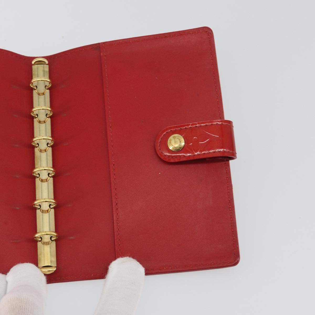 LOUIS VUITTON Monogram Vernis Agenda PM Planner Cover Red R21016 LV Auth bs36647