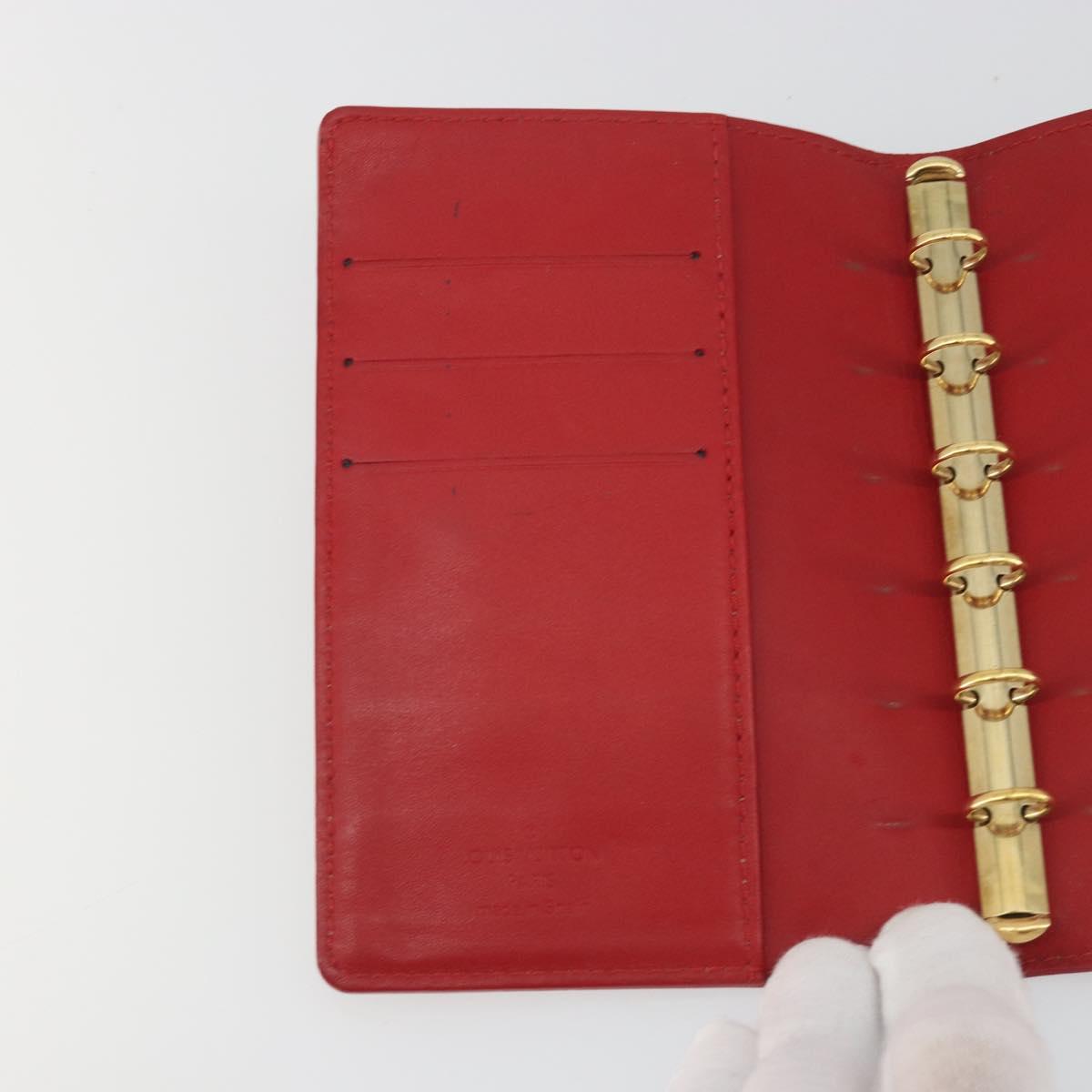 LOUIS VUITTON Monogram Vernis Agenda PM Planner Cover Red R21016 LV Auth bs36647